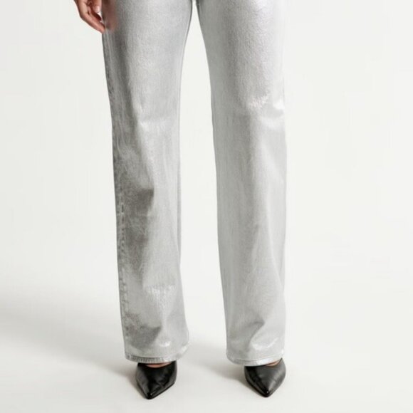 NEW! ABERCROMBIE VEGAN LEATHER HIGH RISE STRAIGHT LEG PANTS - Picture 6 of 6